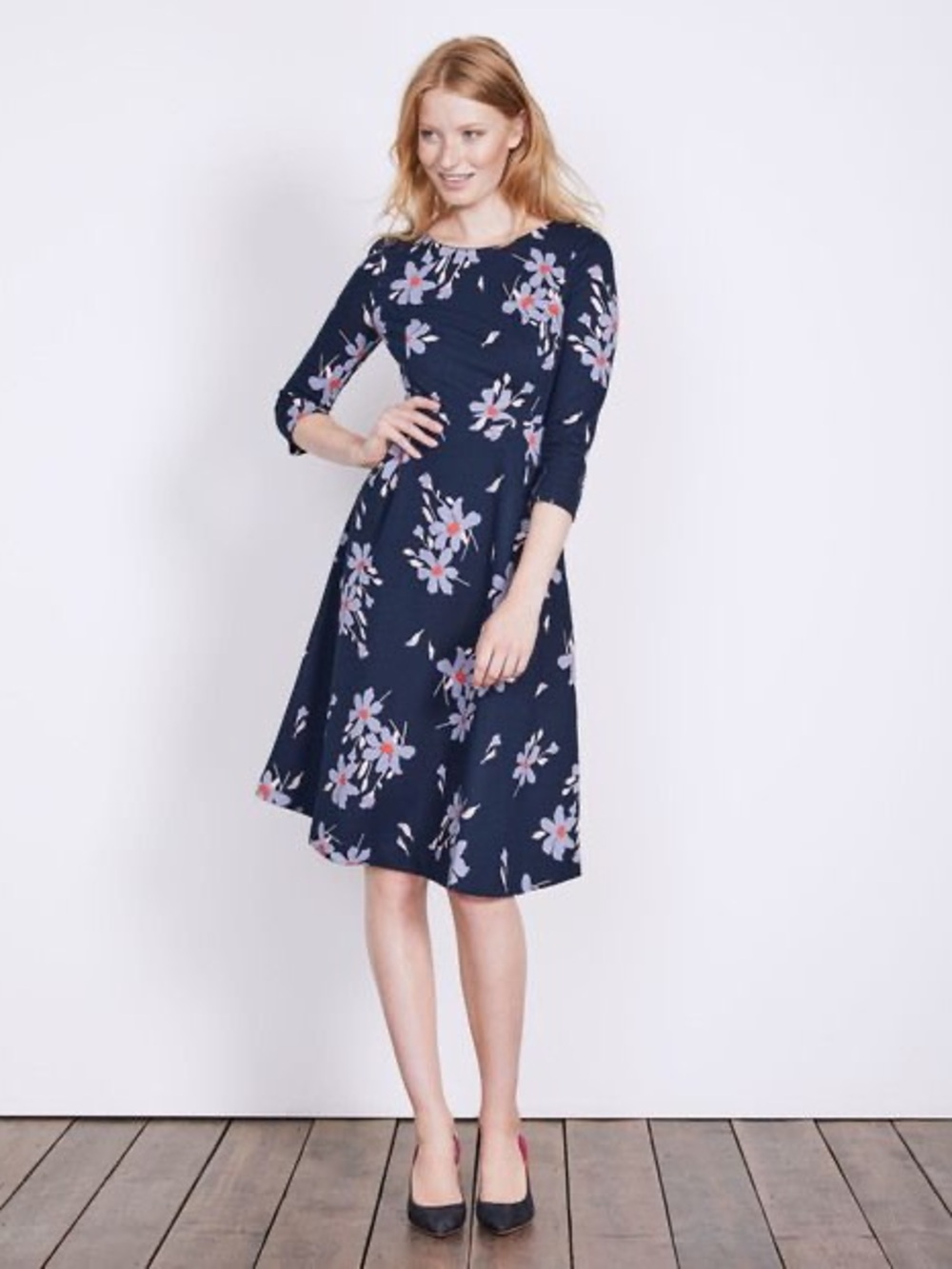 Boden Navy Blue Floral Print Dress